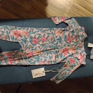 Jessica Simpson pink tropical onesie size 6-9 months